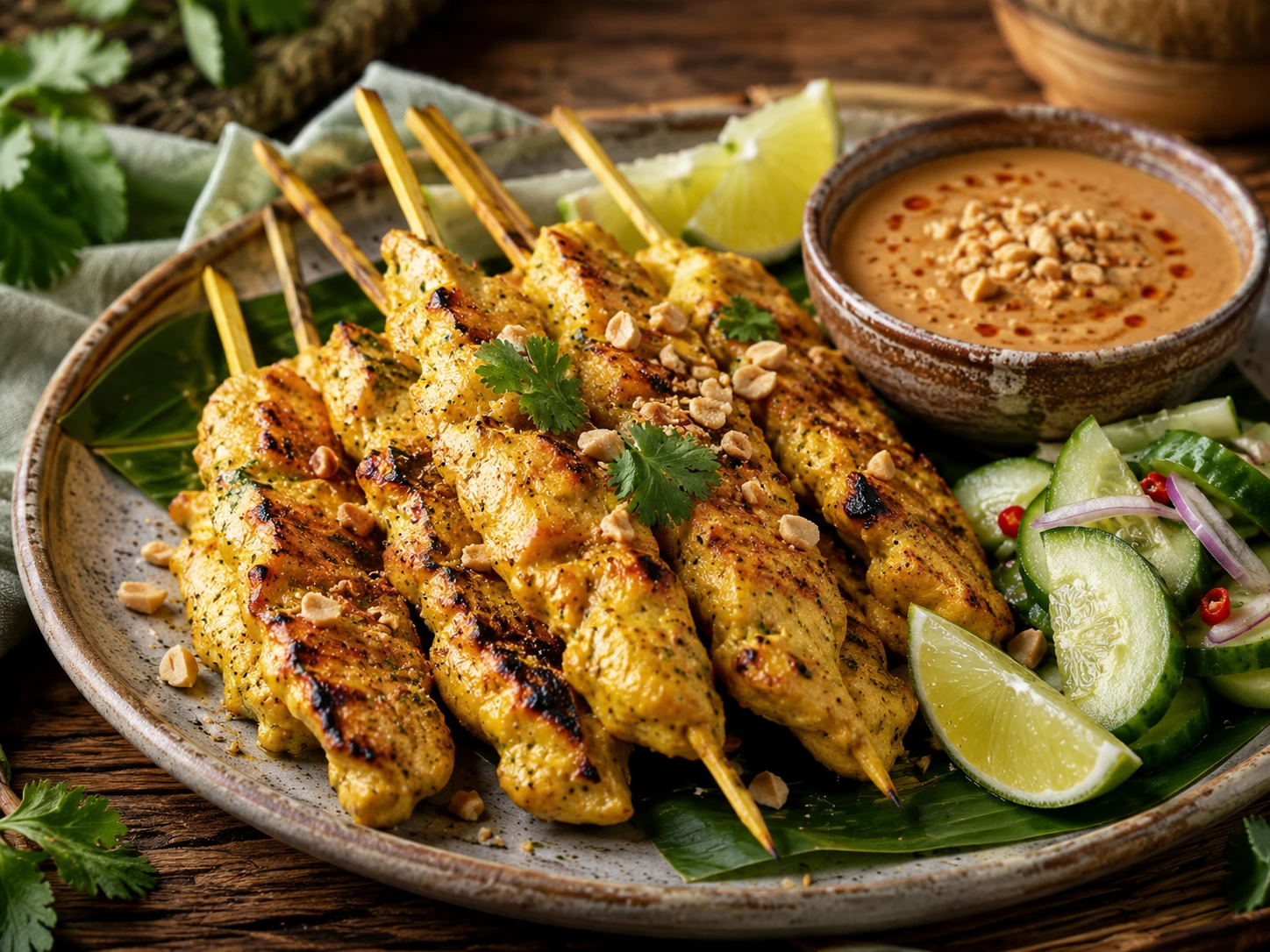 Thai kylling satay med peanøttsaus