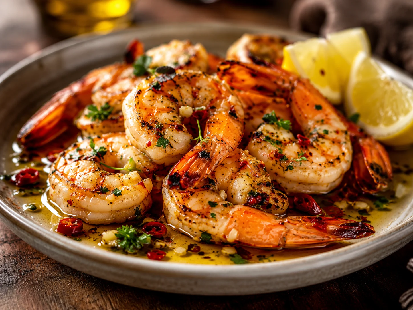 Grillede scampi med hvitløk og chili