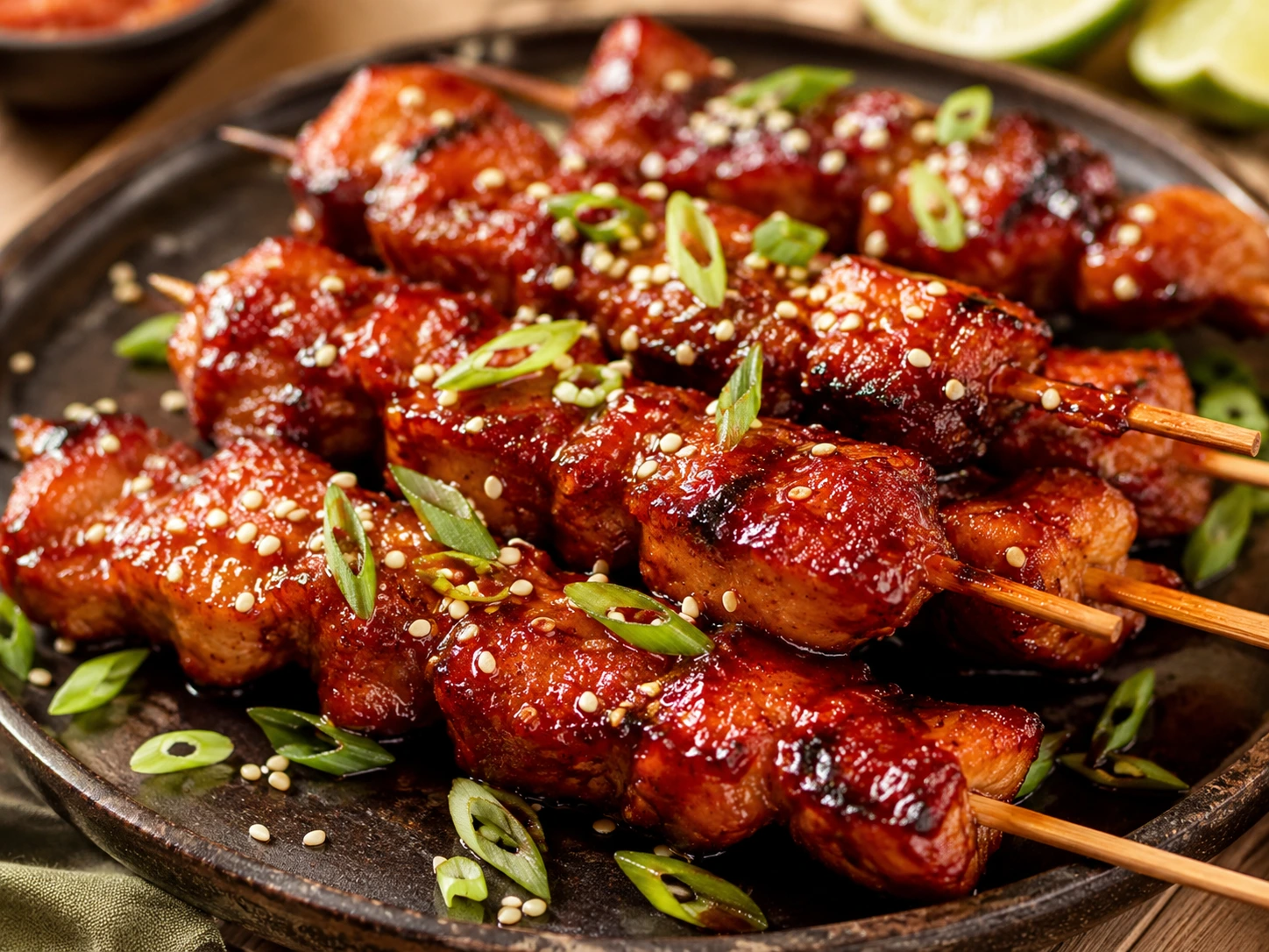 Koreanske grillspyd med gochujang og sesam